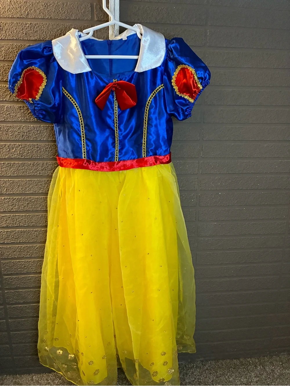 Snow White Princess Costume Dress Girls Size 7/8 Blue Yellow Halloween Dress Up